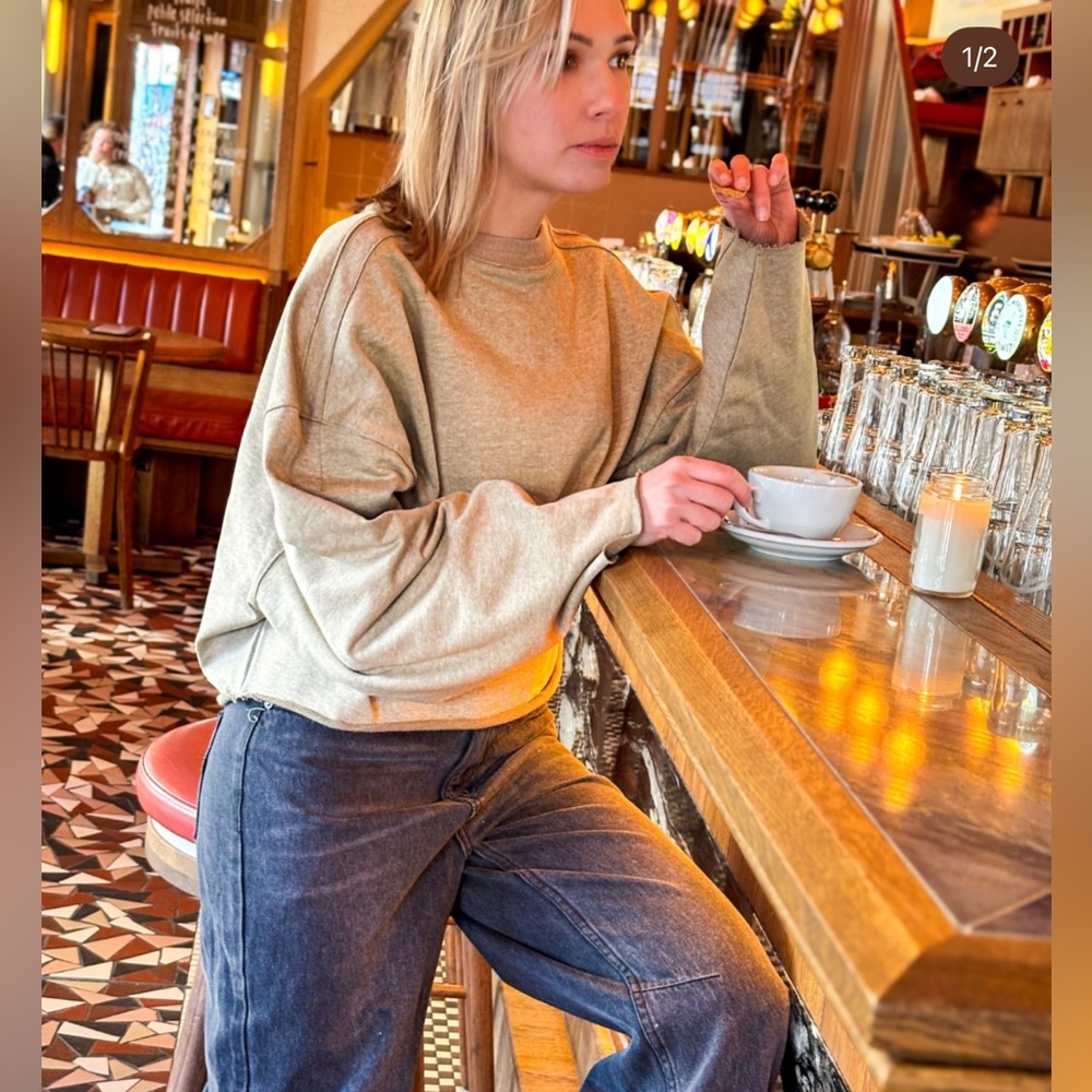 East 42nd Street - OS Fawn Crop Knit Neck Sweat - Picture 4 of 7